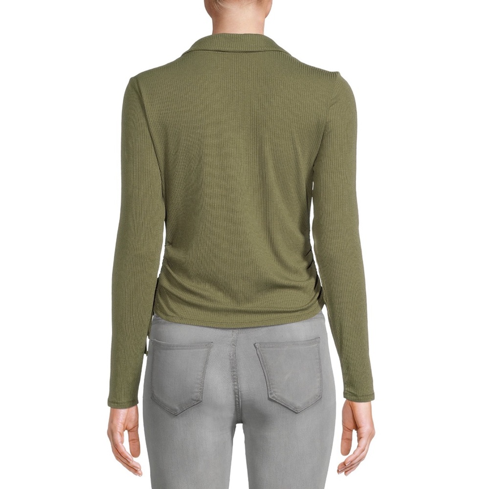 Women’s Ruched Rib Knit Tops - Picture 3 of 4